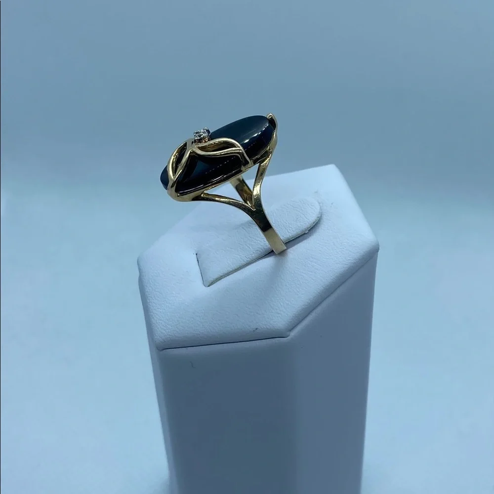 10k gold onyx ring with diamond accent
